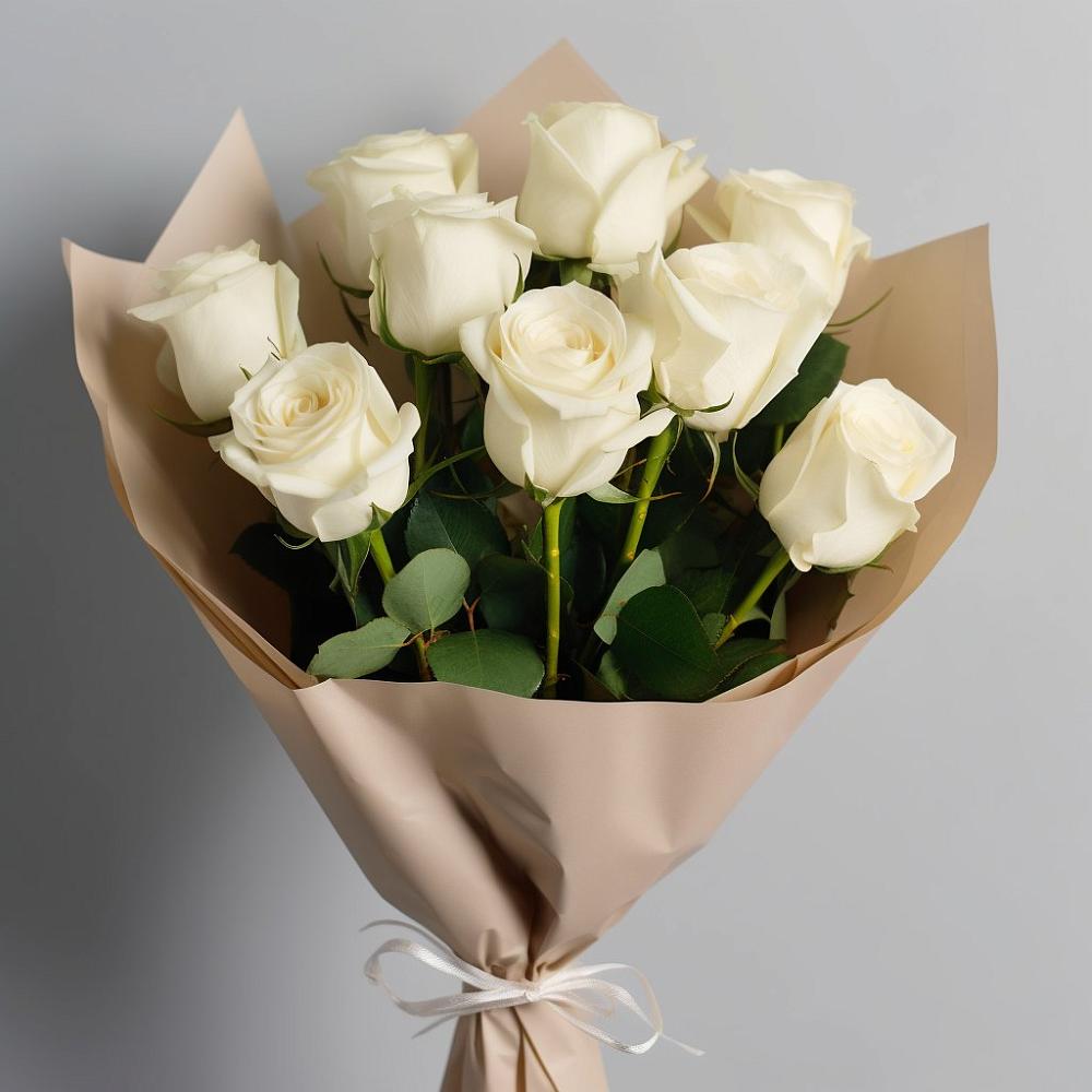 Букет 9 Белых роз Эдлесс Лав в Полярном