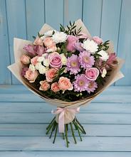 Букет цветов из:  Хризантемы, Розы и Альстромерии в Полярном