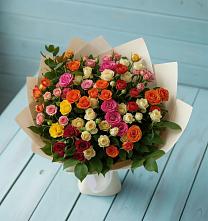 Букет Микс из разноцветных кустовых роз #REPLACE_PRED# Полярном